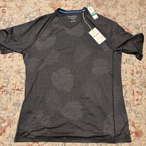 Tommy Bahama Men's Large Shadow Grey Delray Frond V-Neck Performance T-Shirt